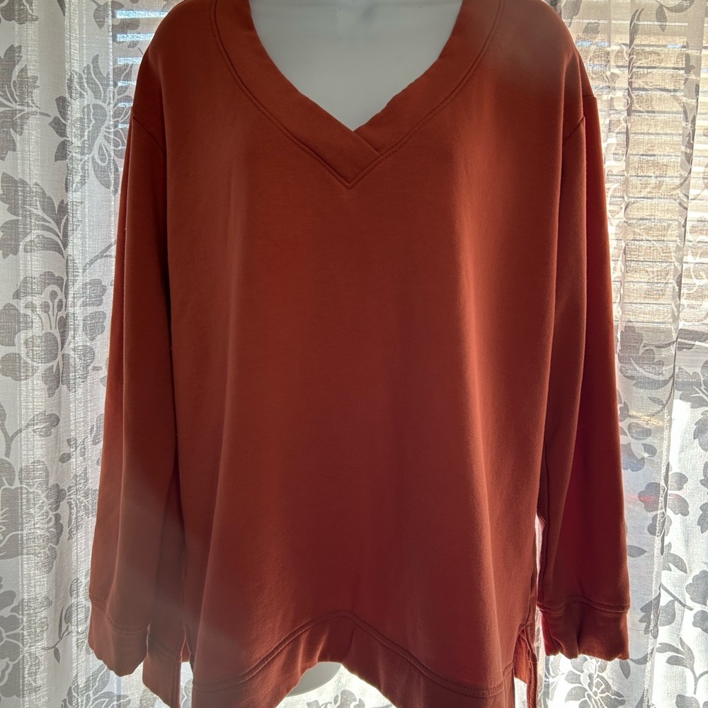 Rust Orange V-Neck Sweatshirt